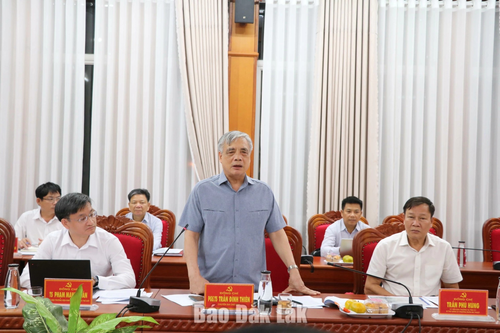 PGS.TS Trần Đình Thiên, chuyên gia cao cấp, thành viên Hội đồng Tư vấn chính sách của Thủ tướng Chính phủ, đại diện đơn vị tư vấn phát biểu tại hội nghị.